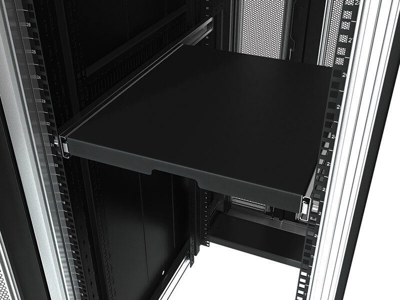 Internal view of the shelf with server installed of the DCM server rack